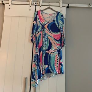 Lilly Pulitzer size L asymmetrical 3/4 sleeve dress